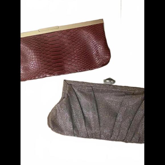 Vintage Jessica McClintock Snake Embossed &Gold  Metallic Clutch Set - Picture 3 of 14